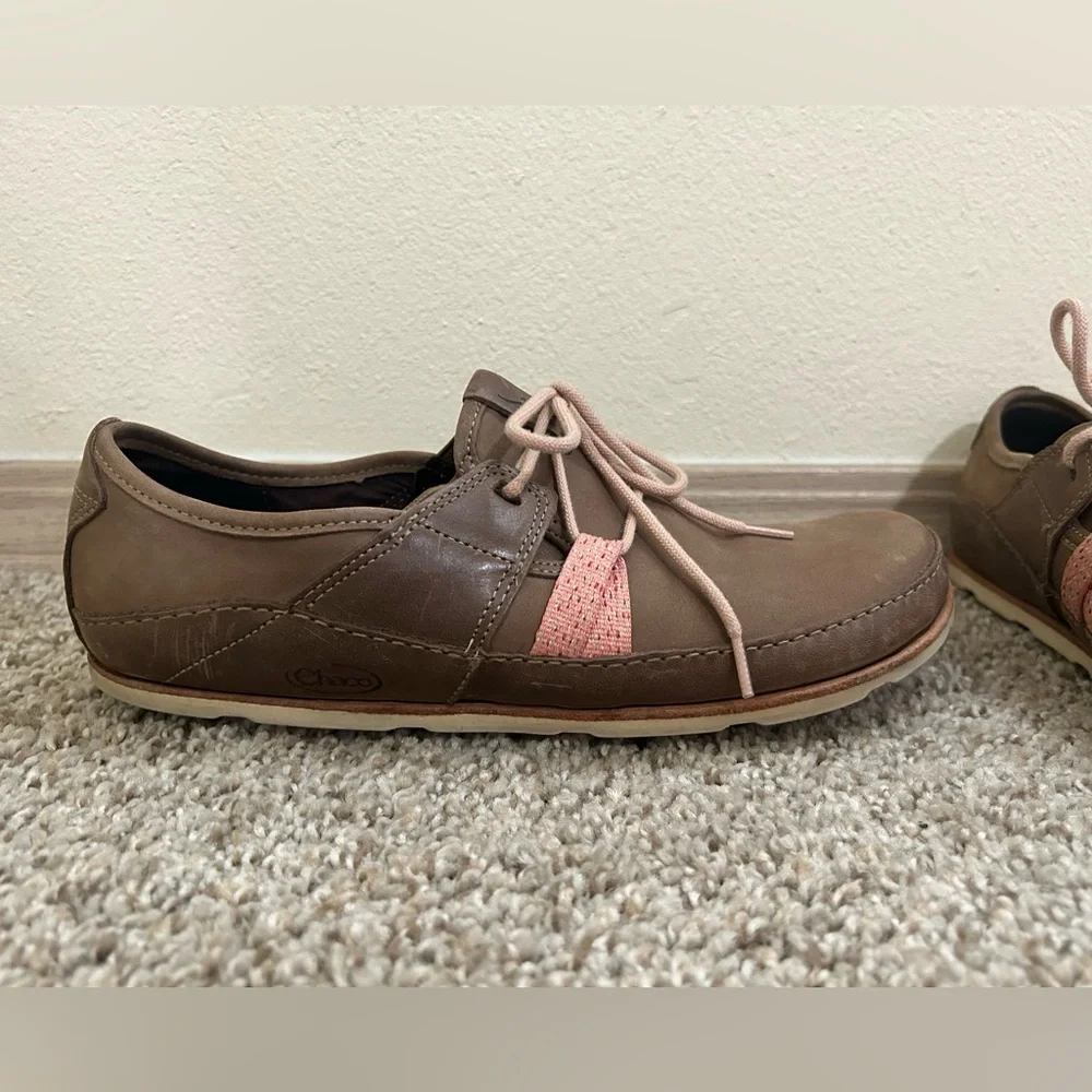 Chaco Women's Harper Casual Lace Shoes Soft Nubuck Caribou Leather Size 10 Brown